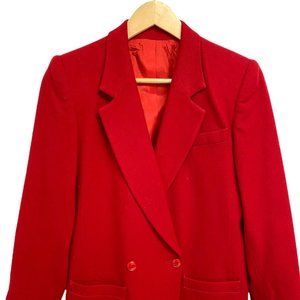 Andre' Barreau women's blazer Button Front Collared Red 100% Pure Wool Size 4